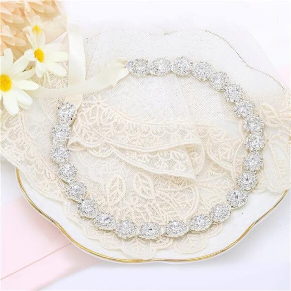 Crystal Wedding Headband Bridal Headpiece Rhinestone Bridal Hair Accessories - Picture 2 of 7
